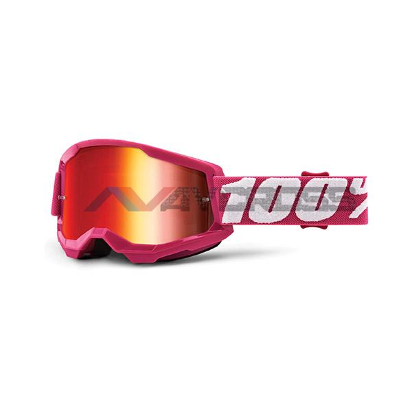 Maschera Cross 100% STRATA2 Fletcher - Lente Rosso Specchio