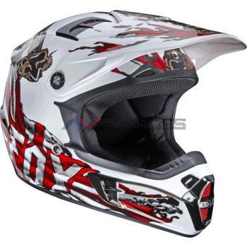 Casco Fox V2 Black Flag White-Red